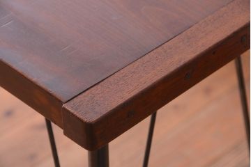 アンティーク家具　アンティーク　天板一枚板!横長鉄脚テーブル(3)