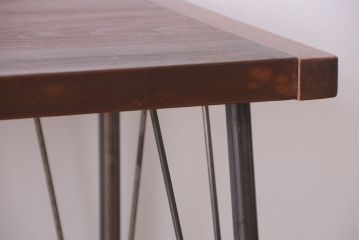アンティーク家具　アンティーク　天板一枚板!横長鉄脚テーブル(3)
