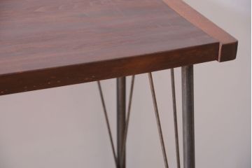 アンティーク家具　アンティーク　天板一枚板!横長鉄脚テーブル(3)