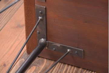 アンティーク家具　アンティーク　天板一枚板!横長鉄脚テーブル(3)