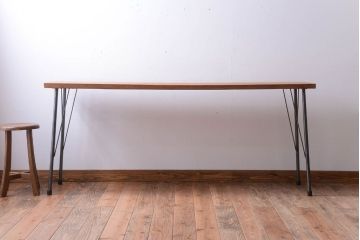 アンティーク家具　アンティーク　天板一枚板!横型鉄脚テーブル(1)
