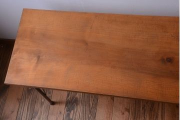 アンティーク家具　アンティーク　天板一枚板!横型鉄脚テーブル(1)