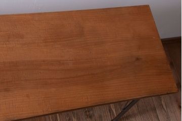 アンティーク家具　アンティーク　天板一枚板!横型鉄脚テーブル(1)