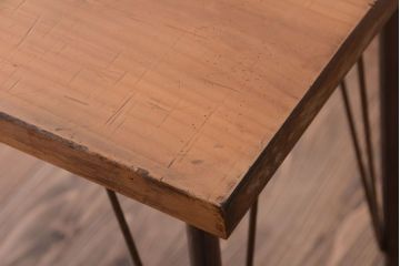 アンティーク家具　アンティーク　天板一枚板!横型鉄脚テーブル(1)
