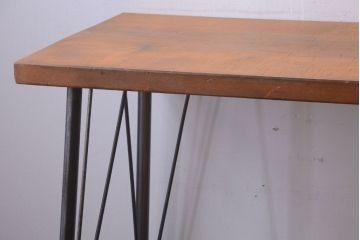 アンティーク家具　アンティーク　天板一枚板!横型鉄脚テーブル(1)