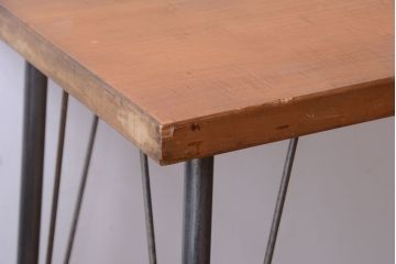 アンティーク家具　アンティーク　天板一枚板!横型鉄脚テーブル(1)
