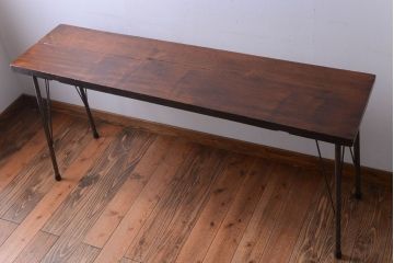 アンティーク家具　アンティーク　天板一枚板!横型鉄脚テーブル(3)