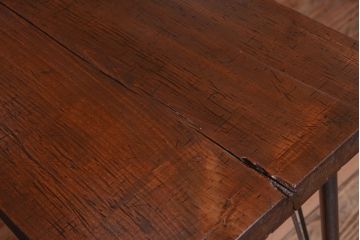 アンティーク家具　アンティーク　天板一枚板!横型鉄脚テーブル(3)