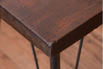 アンティーク家具　アンティーク　天板一枚板!横型鉄脚テーブル(3)