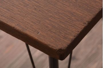 アンティーク家具　アンティーク　天板一枚板!シンプルな横長鉄脚テーブル(1)