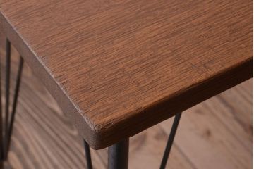 アンティーク家具　アンティーク　天板一枚板!シンプルな横長鉄脚テーブル(1)