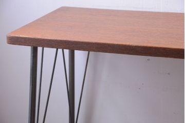 アンティーク家具　アンティーク　天板一枚板!シンプルな横長鉄脚テーブル(1)