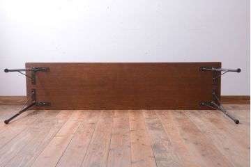 アンティーク家具　アンティーク　天板一枚板!シンプルな横長鉄脚テーブル(1)