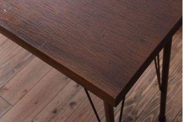 アンティーク家具　アンティーク　天板一枚板!シンプルな横長鉄脚テーブル(2)