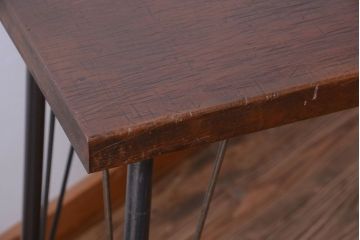 アンティーク家具　アンティーク　天板一枚板!シンプルな横長鉄脚テーブル(2)