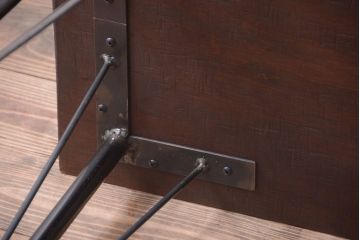 アンティーク家具　アンティーク　天板一枚板!シンプルな横長鉄脚テーブル(2)