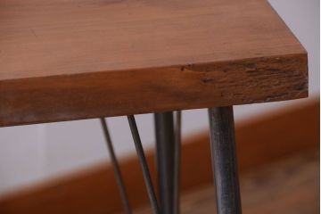 アンティーク家具　アンティーク　天板一枚板!シンプルな横長鉄脚テーブル(3)