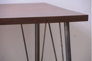 アンティーク家具　アンティーク　天板一枚板!シンプルな横型鉄脚テーブル(1)