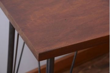 アンティーク家具　アンティーク　天板一枚板!シンプルな横型鉄脚テーブル(1)