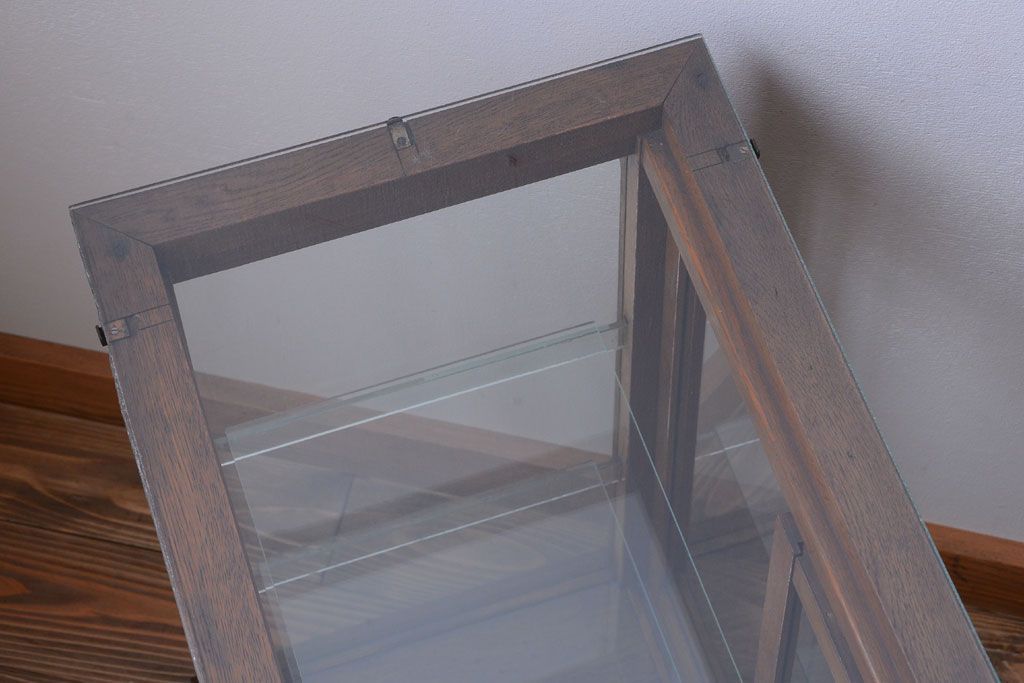 アンティーク家具　和製アンティーク　曲げガラスの古い木製ショーケース