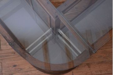 アンティーク家具　和製アンティーク　曲げガラスの古い木製ショーケース