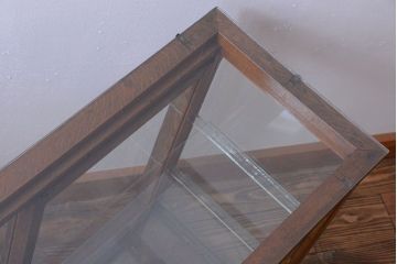 アンティーク家具　和製アンティーク　曲げガラスの古い木製ショーケース