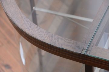 アンティーク家具　和製アンティーク　曲げガラスの古い木製ショーケース