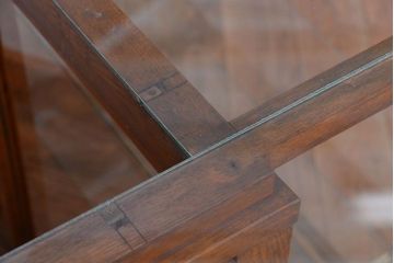 アンティーク家具　和製アンティーク　曲げガラスの古い木製ショーケース