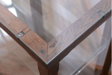 アンティーク家具　和製アンティーク　曲げガラスの古い木製ショーケース