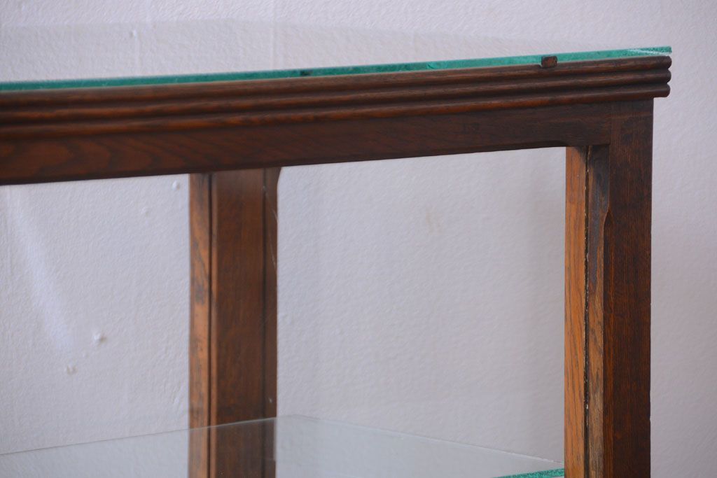 アンティーク家具　和製アンティーク　曲げガラスの古い木製ショーケース