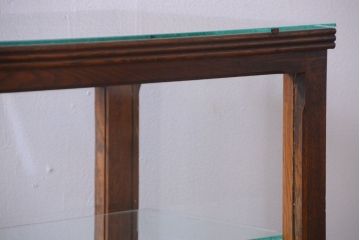 アンティーク家具　和製アンティーク　曲げガラスの古い木製ショーケース