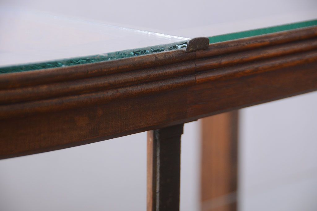 アンティーク家具　和製アンティーク　曲げガラスの古い木製ショーケース