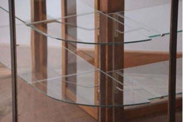アンティーク家具　和製アンティーク　曲げガラスの古い木製ショーケース
