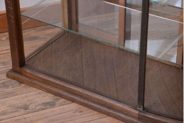 アンティーク家具　和製アンティーク　曲げガラスの古い木製ショーケース