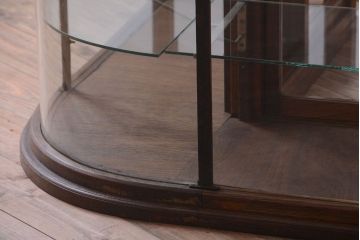 アンティーク家具　和製アンティーク　曲げガラスの古い木製ショーケース