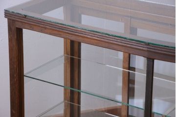 アンティーク家具　和製アンティーク　曲げガラスの古い木製ショーケース