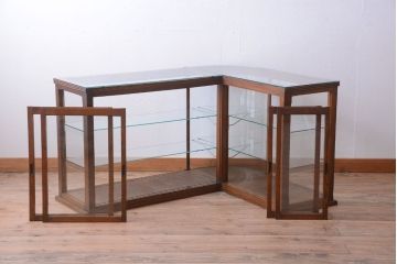 アンティーク家具　和製アンティーク　曲げガラスの古い木製ショーケース