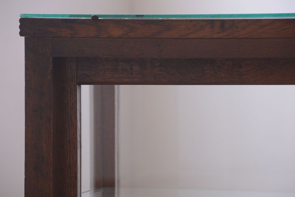 アンティーク家具　和製アンティーク　曲げガラスの古い木製ショーケース