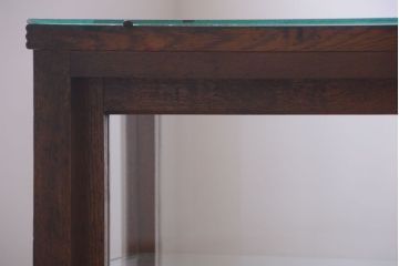 アンティーク家具　和製アンティーク　曲げガラスの古い木製ショーケース