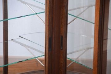 アンティーク家具　和製アンティーク　曲げガラスの古い木製ショーケース