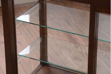 アンティーク家具　和製アンティーク　曲げガラスの古い木製ショーケース