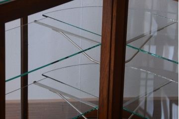 アンティーク家具　和製アンティーク　曲げガラスの古い木製ショーケース