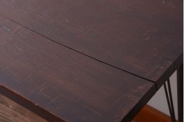 アンティーク家具　アンティーク　天板一枚板!シンプルな横型鉄脚テーブル(2)