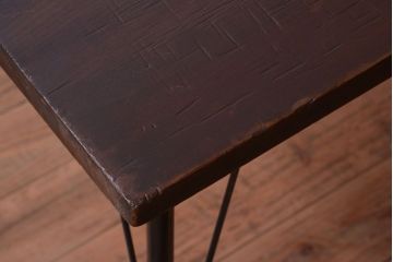 アンティーク家具　アンティーク　天板一枚板!シンプルな横型鉄脚テーブル(2)