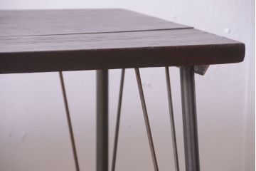 アンティーク家具　アンティーク　天板一枚板!シンプルな横型鉄脚テーブル(2)