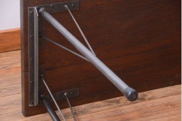 アンティーク家具　アンティーク　天板一枚板!シンプルな横型鉄脚テーブル(2)