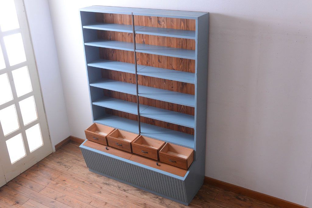 アンティーク家具　アンティーク　店舗什器におすすめ!大きなペイント陳列棚(収納棚)(2)