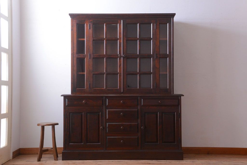 中古　北海道民芸家具　大きな食器棚(カップボード)