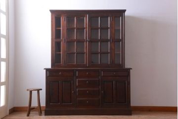 中古　北海道民芸家具　大きな食器棚(カップボード)