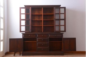 中古　北海道民芸家具　大きな食器棚(カップボード)